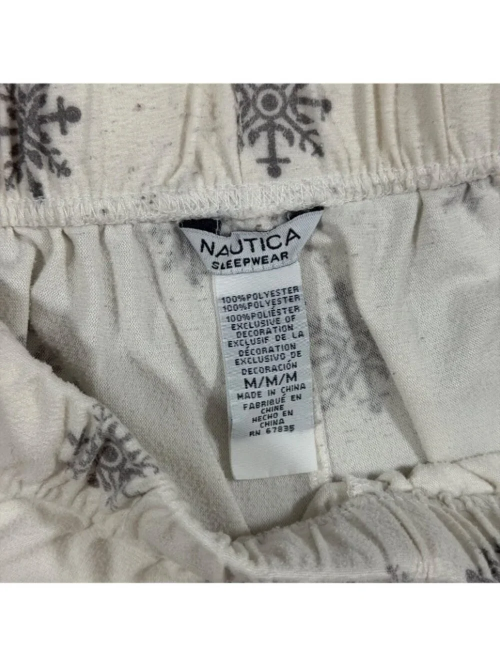 Nautica Sleepwear Women’s Medium White Snowflake Print Pajama Lounge Pants Soft